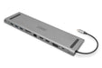 DIGITUS USB-C Laptop Docking Station - 11 Ports - 2X HDMI, 1x VGA - Ultra HD 4k30Hz - 3X USB 3.0, 1x USB Type-C - RJ45 LAN, Audio Jack, Card Reader - Silver