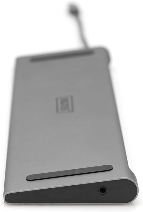 DIGITUS USB-C Laptop Docking Station - 11 Ports - 2X HDMI, 1x VGA - Ultra HD 4k30Hz - 3X USB 3.0, 1x USB Type-C - RJ45 LAN, Audio Jack, Card Reader - Silver