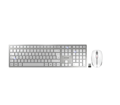 CHERRY DW 9100 SLIM, wireless keyboard and mouse set, international layout, QWERTY keyboard, rechargeable batteries, SX scissor mechanism, whisper-quiet keystroke