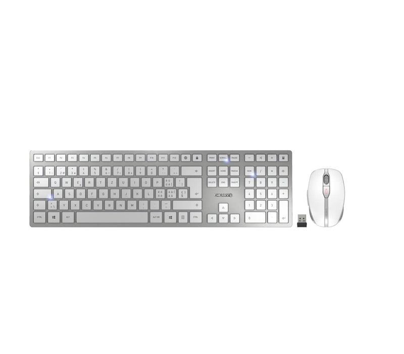 CHERRY DW 9100 SLIM, wireless keyboard and mouse set, international layout, QWERTY keyboard, rechargeable batteries, SX scissor mechanism, whisper-quiet keystroke