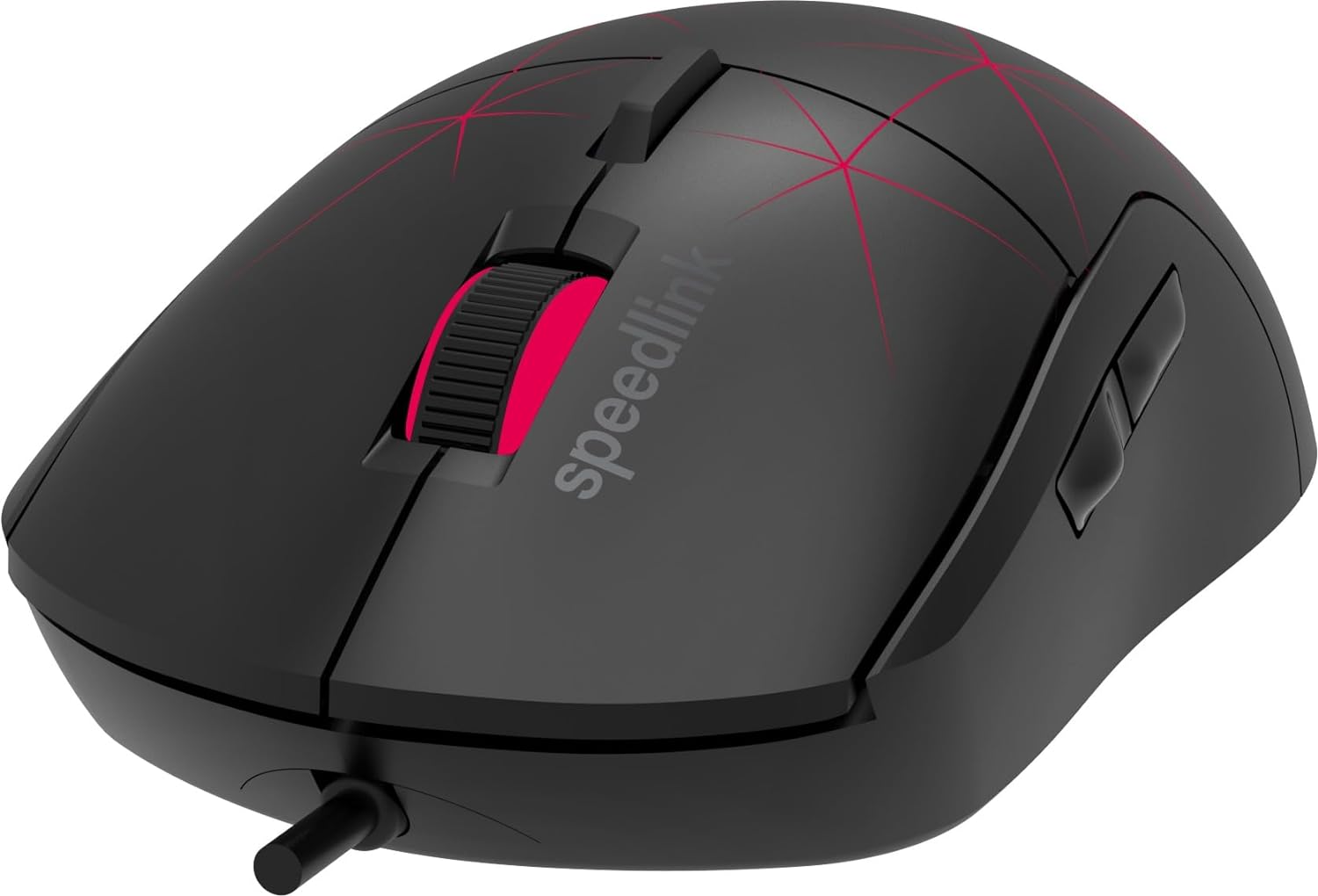 Speedlink CORAX Gaming Mouse with cable, multi-colour LED lighting, USB connection, 5 programmable buttons PC mouse wired, DPI switch up to 3,200 dpi, sheathed cable, black