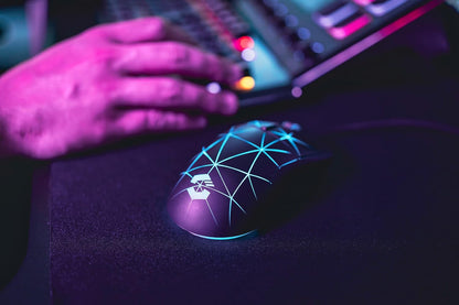 Speedlink CORAX Gaming Mouse with cable, multi-colour LED lighting, USB connection, 5 programmable buttons PC mouse wired, DPI switch up to 3,200 dpi, sheathed cable, black
