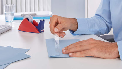 tesa Film Hand Dispenser, Transparent, Includes 1 Roll of Tesafilm Crystal Clear 33m x 15mm 1 roll + hand dispenser