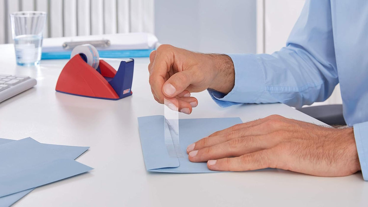 tesa Film Hand Dispenser, Transparent, Includes 1 Roll of Tesafilm Crystal Clear 33m x 15mm 1 roll + hand dispenser