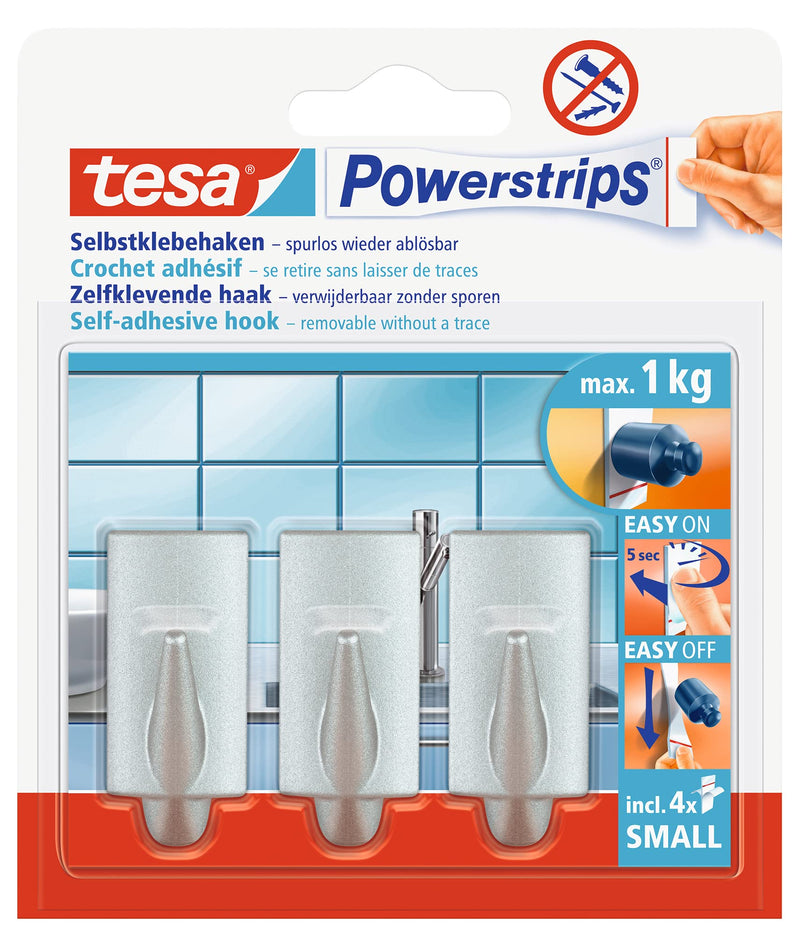 tesa Powerstrips Haken Small Trend matt chrom