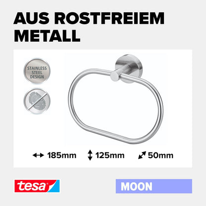 tesa MOON Handtuchring zum Kleben Edelstahloptik r