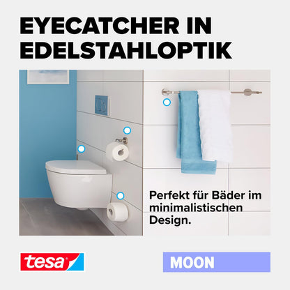 tesa MOON Handtuchring zum Kleben Edelstahloptik r