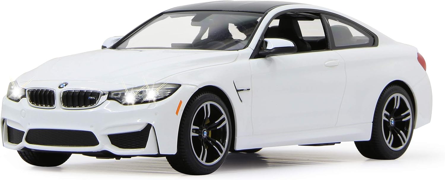 JAMARA 404566 - BMW M4 Coupe 1:14 2,4Ghz - offiziell lizenziert, bis 1 Std. Fahrzeit bei 11 Km/h, LED, Perfekt nachgebildete Details, detaillierter Innenraum,hochwertige Verarbeitung, weiß