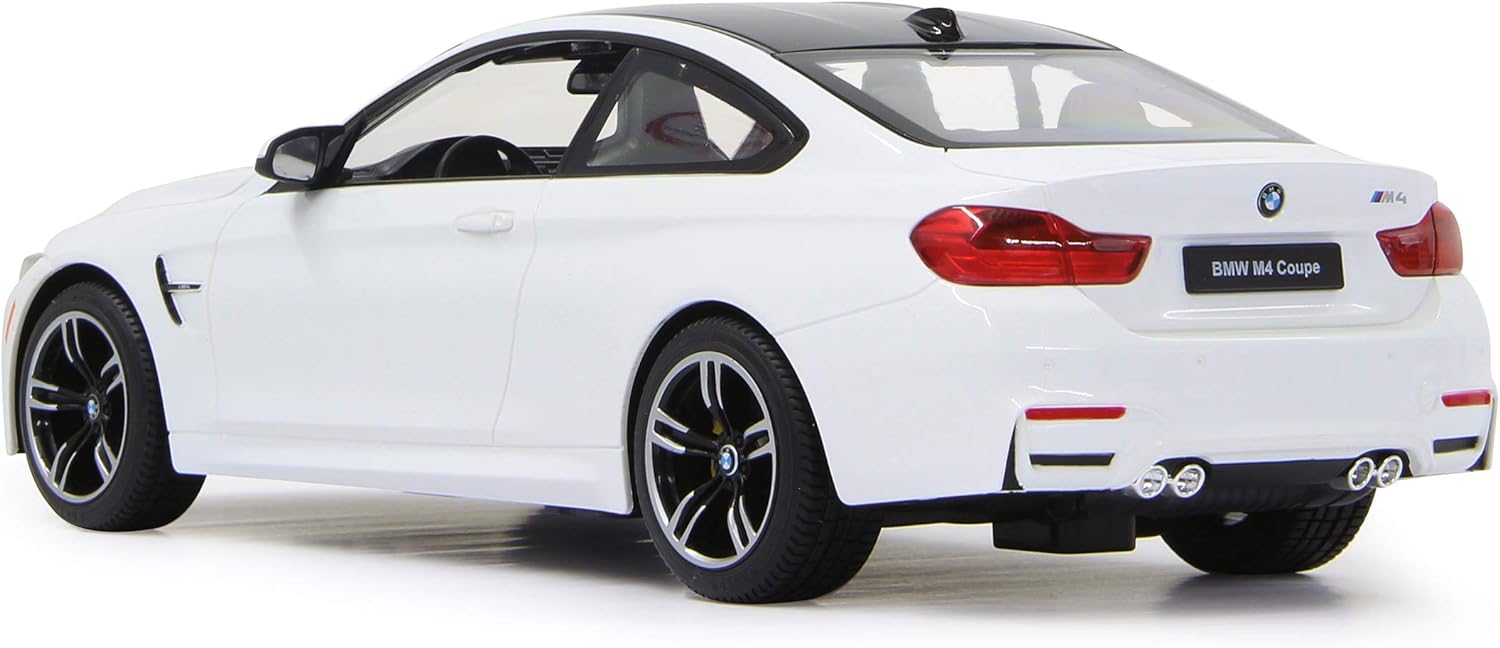 JAMARA 404566 - BMW M4 Coupe 1:14 2,4Ghz - offiziell lizenziert, bis 1 Std. Fahrzeit bei 11 Km/h, LED, Perfekt nachgebildete Details, detaillierter Innenraum,hochwertige Verarbeitung, weiß