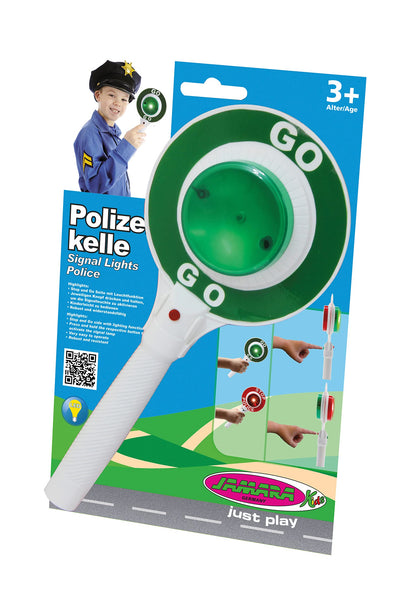 Jamara 460308 460308-Signalling Disc Polizei Stop and Go Side with Light Function, Robust and Resistant, White