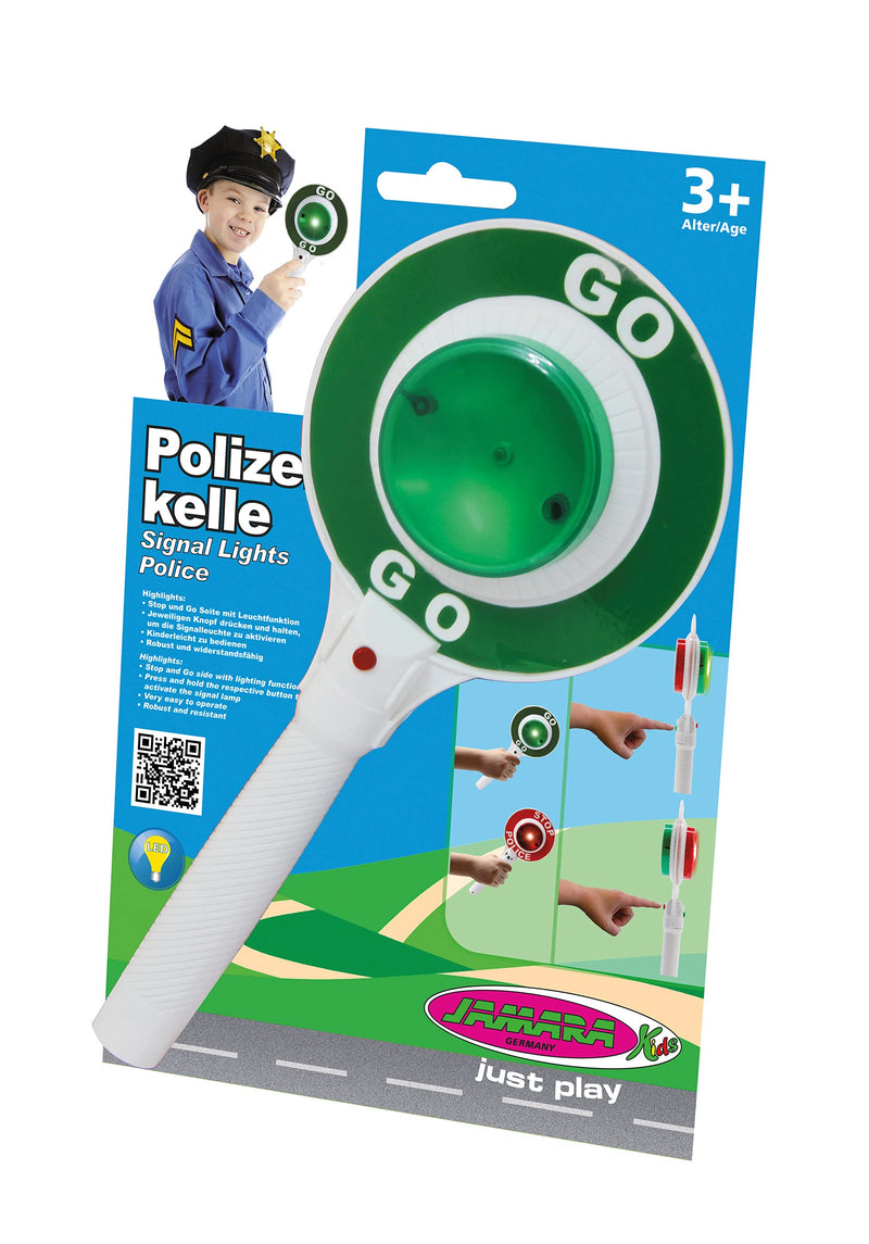 Jamara 460308 460308-Signalling Disc Polizei Stop and Go Side with Light Function, Robust and Resistant, White
