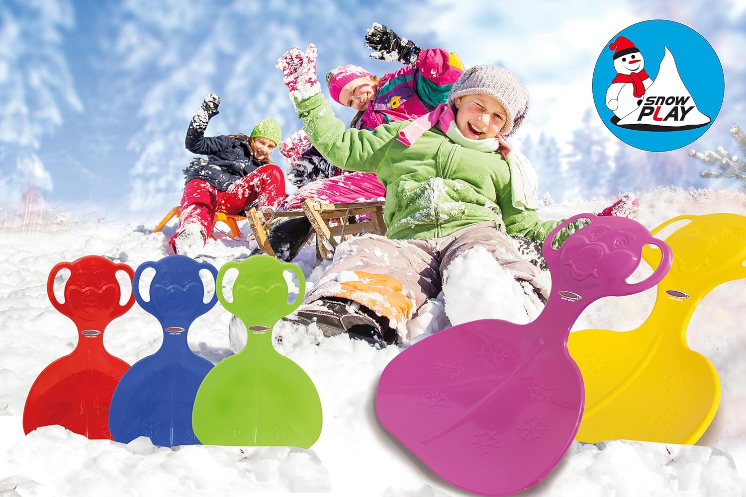 Jamara 460375 Green 460375-Snow Play Snow Glider Easy Grip, Bear Shape on Handle, Lightweight, Durable