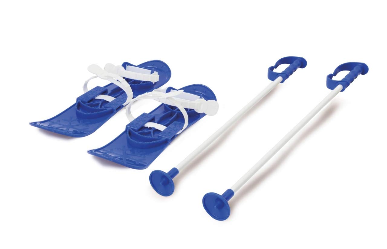 Jamara 460382 Blue 460382-Snow Play Funny Carve 1st Step 42cm Aerodynamic Construction, Extra Safe and Adjustable Fastening Loops, Anti-Slip Surface on The top, Ski Poles 60 cm