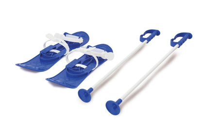 Jamara 460382 Blue 460382-Snow Play Funny Carve 1st Step 42cm Aerodynamic Construction, Extra Safe and Adjustable Fastening Loops, Anti-Slip Surface on The top, Ski Poles 60 cm
