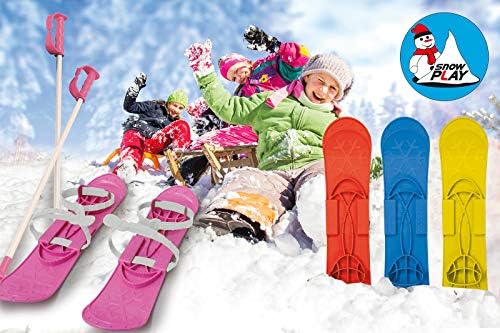 Jamara 460382 Blue 460382-Snow Play Funny Carve 1st Step 42cm Aerodynamic Construction, Extra Safe and Adjustable Fastening Loops, Anti-Slip Surface on The top, Ski Poles 60 cm