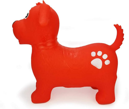 Jamara 460454 - Bouncy Animal Dog Red with Pump - Promotes Balance and Motor Skills, Animal Ears as A Support, Robust, Easy-Care, Up To 50 kg
