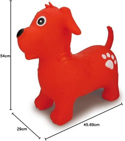 Jamara 460454 - Bouncy Animal Dog Red with Pump - Promotes Balance and Motor Skills, Animal Ears as A Support, Robust, Easy-Care, Up To 50 kg