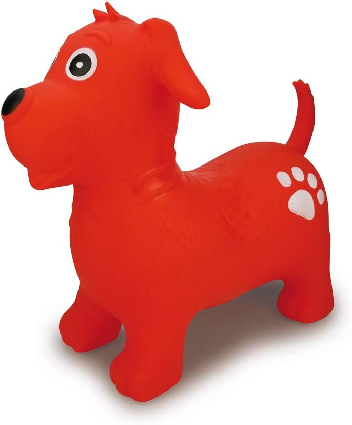 Jamara 460454 - Bouncy Animal Dog Red with Pump - Promotes Balance and Motor Skills, Animal Ears as A Support, Robust, Easy-Care, Up To 50 kg