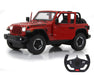 Jamara 405179 Jeep Wrangler JL 1:14 2,4GHz Tür manuell-offiziell lizenziert, bis 1 Std Fahrzeit, ca. 11 Kmh, perfekt nachgebildete Details, detaillierter Innenraum, LED Licht, rot