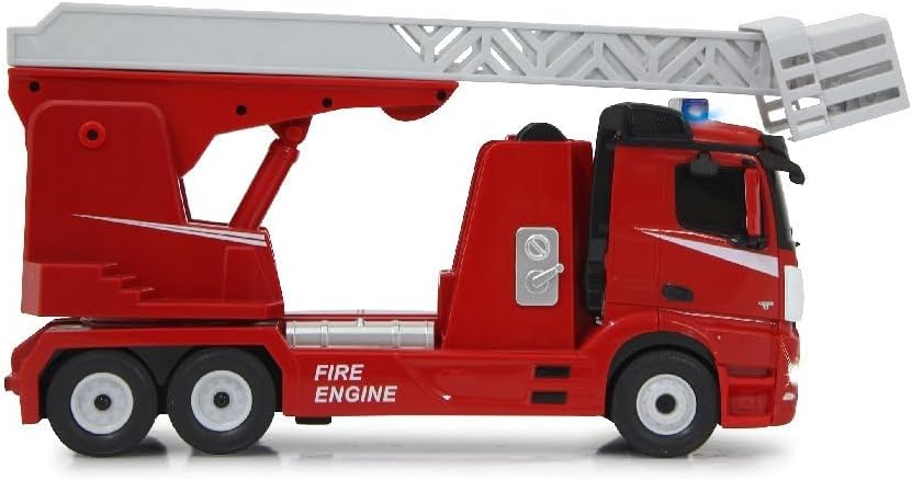 JAMARA 405212 Brigade Rotary Mercedes-Benz Antos 1:24 2.4GHz-Realistic Engine Sound, Horn, rotatable/extendable Ladder, LED Signal, fire Siren, Driving and reversing Light, red, One Size