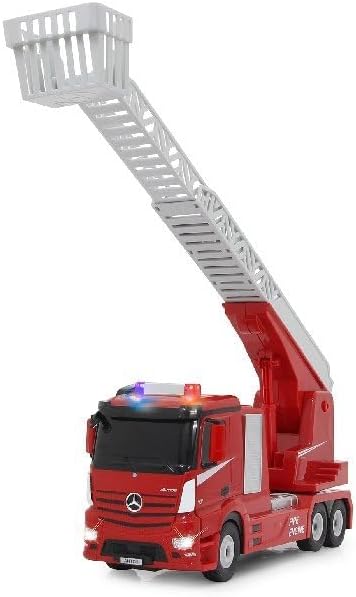 JAMARA 405212 Brigade Rotary Mercedes-Benz Antos 1:24 2.4GHz-Realistic Engine Sound, Horn, rotatable/extendable Ladder, LED Signal, fire Siren, Driving and reversing Light, red, One Size
