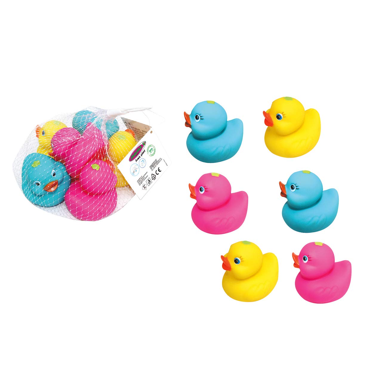 JAMARA 460615 Badespielzeug Enten Wasserspielzeug Badewanne Pool Spielzeug Wassertiere Badewannenspielzeug Bad Spielzeug für Kleinkinder 6tlg