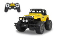 JAMARA 405053 Jeep Wrangler 1:12 2.4GHz-Grippy profiled Off-Road Tyres, Hammer ensures a Bold Appearance, Track Adjustable, LED Light Front/Rear, Yellow, One Size