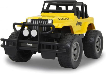 JAMARA 405053 Jeep Wrangler 1:12 2.4GHz-Grippy profiled Off-Road Tyres, Hammer ensures a Bold Appearance, Track Adjustable, LED Light Front/Rear, Yellow, One Size