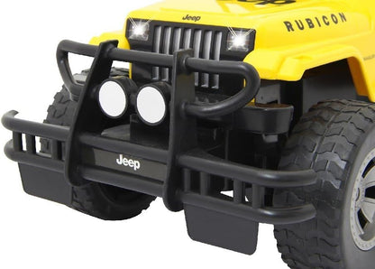 JAMARA 405053 Jeep Wrangler 1:12 2.4GHz-Grippy profiled Off-Road Tyres, Hammer ensures a Bold Appearance, Track Adjustable, LED Light Front/Rear, Yellow, One Size