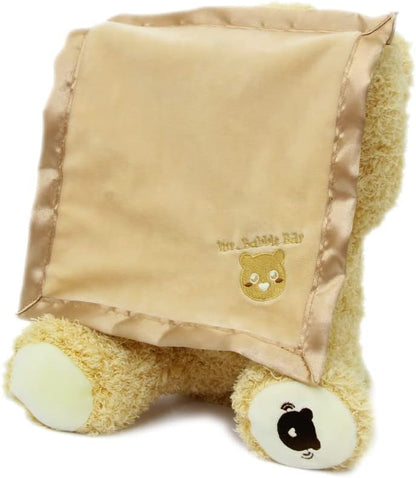 JAMARA 460480 Bear Mr Babble Raises and Lowers Arms with Blanket, Hide and Seek Play, Speaks and Moves Mouth, Fluffy Blanket for Pleasantly Soft Touch Sensation, Soft Fur