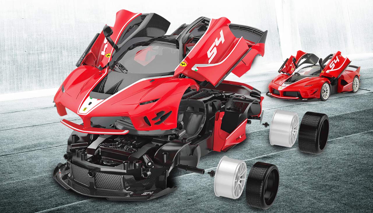 JAMARA 403115, red Ferrari FXX K EVO 1:18 2.4 GHz – RC Radio kit, 9 km/h, Parts are plugged in, no Tools or Gluing Necessary, Detailed Interior, Doors can be Opened manually