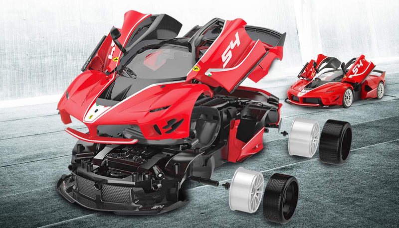 JAMARA 403115, red Ferrari FXX K EVO 1:18 2.4 GHz – RC Radio kit, 9 km/h, Parts are plugged in, no Tools or Gluing Necessary, Detailed Interior, Doors can be Opened manually