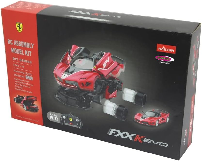 JAMARA 403115, red Ferrari FXX K EVO 1:18 2.4 GHz – RC Radio kit, 9 km/h, Parts are plugged in, no Tools or Gluing Necessary, Detailed Interior, Doors can be Opened manually