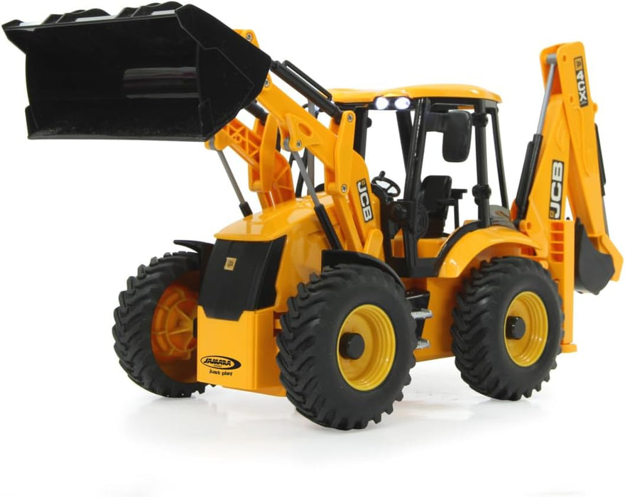 JAMARA 404980 JCB Loader 1:20 2.4GHz, Lift/Lower/tilt, Boom and Rear Shovel and Excavator Manual, 2 Wheel Drive, Realistic Engine Sound (can be Switched Off), Yellow, One Size