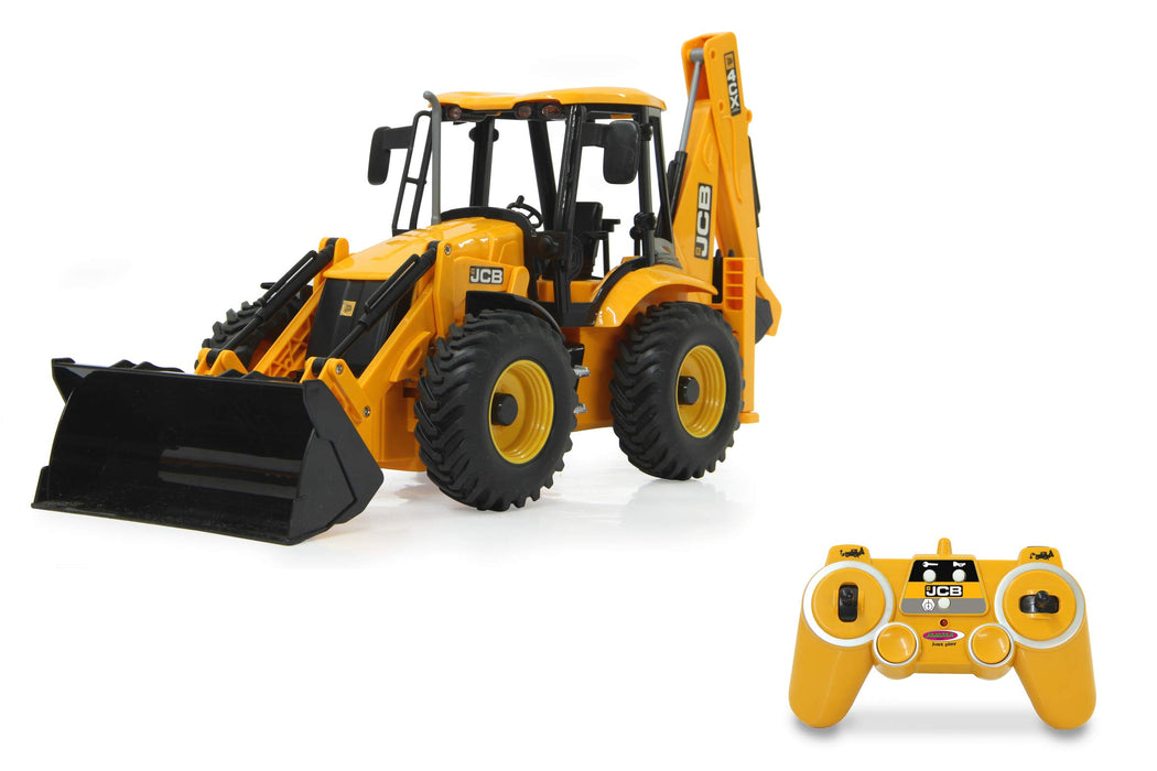 JAMARA 404980 JCB Loader 1:20 2.4GHz, Lift/Lower/tilt, Boom and Rear Shovel and Excavator Manual, 2 Wheel Drive, Realistic Engine Sound (can be Switched Off), Yellow, One Size