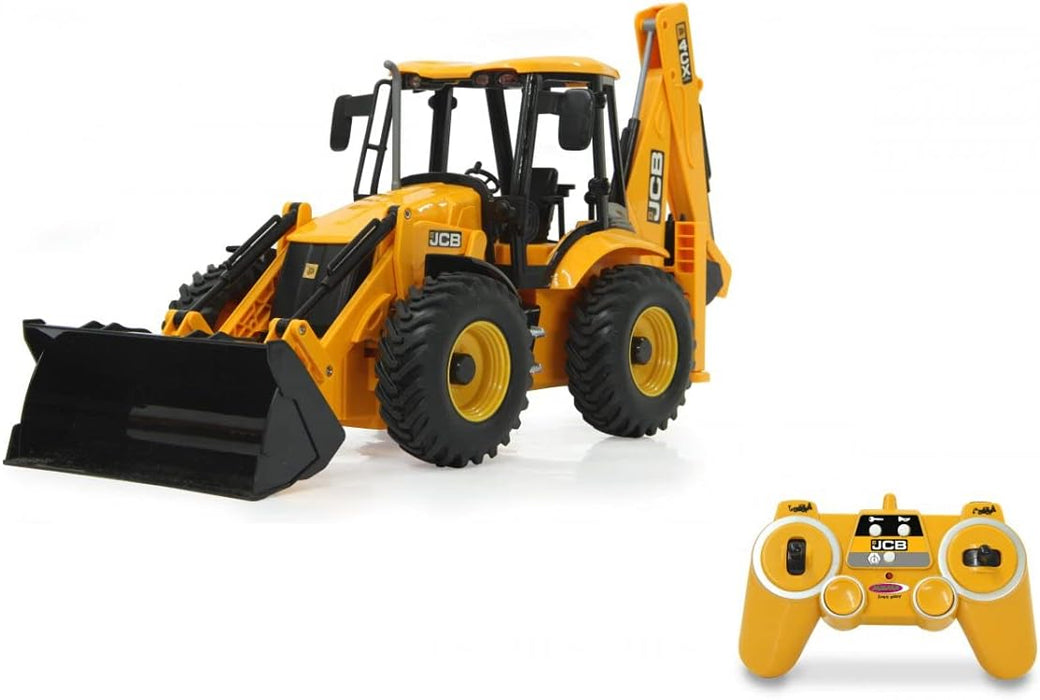 JAMARA 404980 JCB Loader 1:20 2.4GHz, Lift/Lower/tilt, Boom and Rear Shovel and Excavator Manual, 2 Wheel Drive, Realistic Engine Sound (can be Switched Off), Yellow, One Size