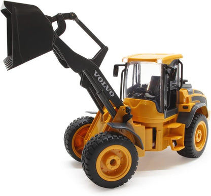 JAMARA 405058 Loader Volvo L50 1:16 2.4GHz-Faithful Articulated Steering, auto Standby Mode, reversing Warning, 2 Wheel Drive, Indicator, Realistic Engine Sound, Orange, One Size