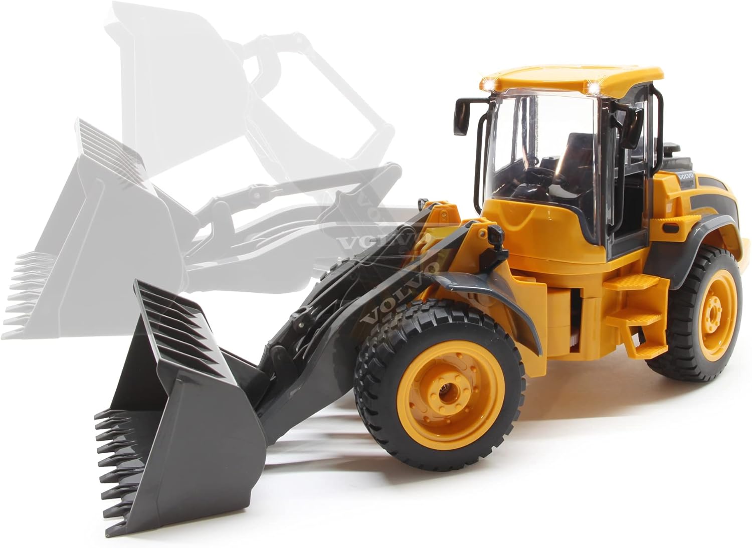 JAMARA 405058 Loader Volvo L50 1:16 2.4GHz-Faithful Articulated Steering, auto Standby Mode, reversing Warning, 2 Wheel Drive, Indicator, Realistic Engine Sound, Orange, One Size