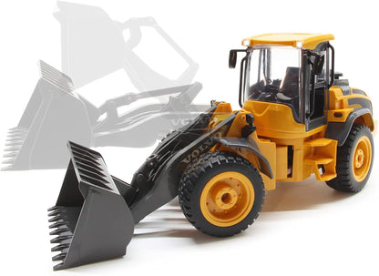 JAMARA 405058 Loader Volvo L50 1:16 2.4GHz-Faithful Articulated Steering, auto Standby Mode, reversing Warning, 2 Wheel Drive, Indicator, Realistic Engine Sound, Orange, One Size