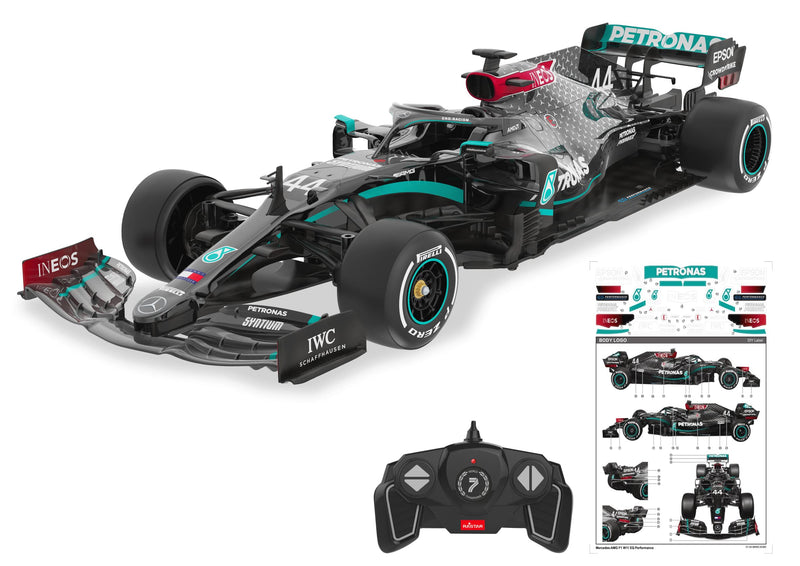 JAMARA 402107 Mercedes-AMG F1 W11 EQ Performance 1:18-2.4GHz for Multiplayer Operation, Officially Licensed, Faithful Painting, Includes Decorative Sheet, Black