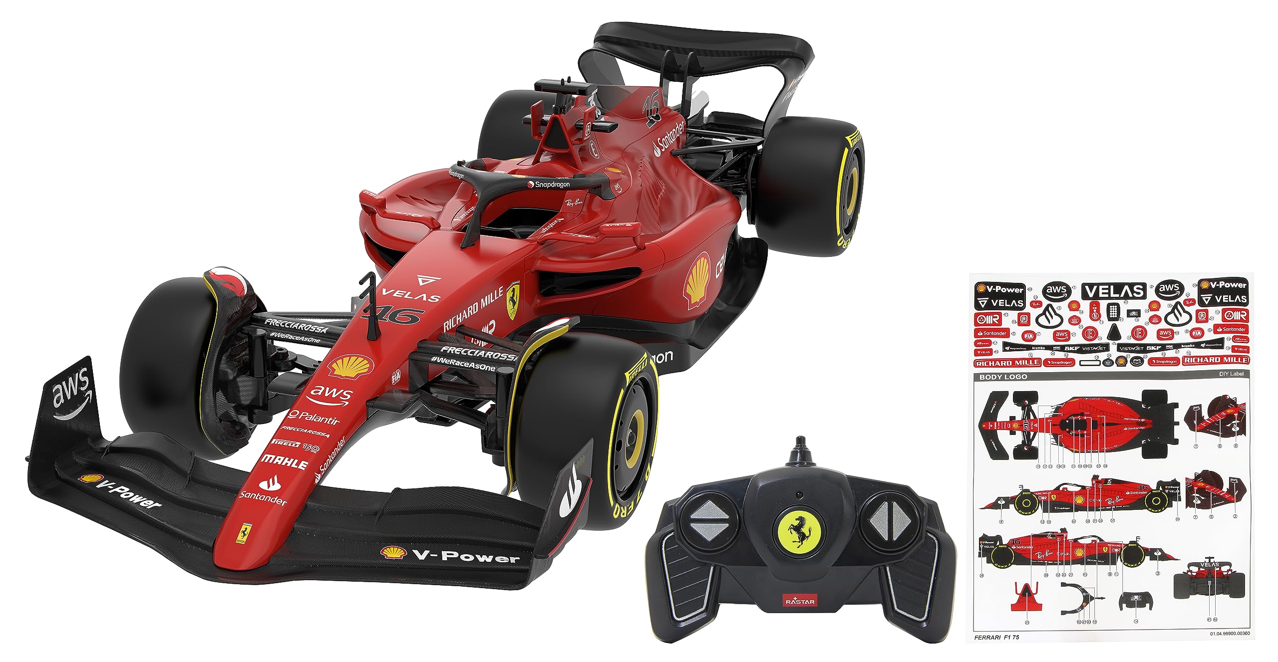 JAMARA 402110 Ferrari F1-75 1:18 2.4GHz for Multiplayer Operation, Officially Licensed, Faithful Painting, RC car Deluxe, red