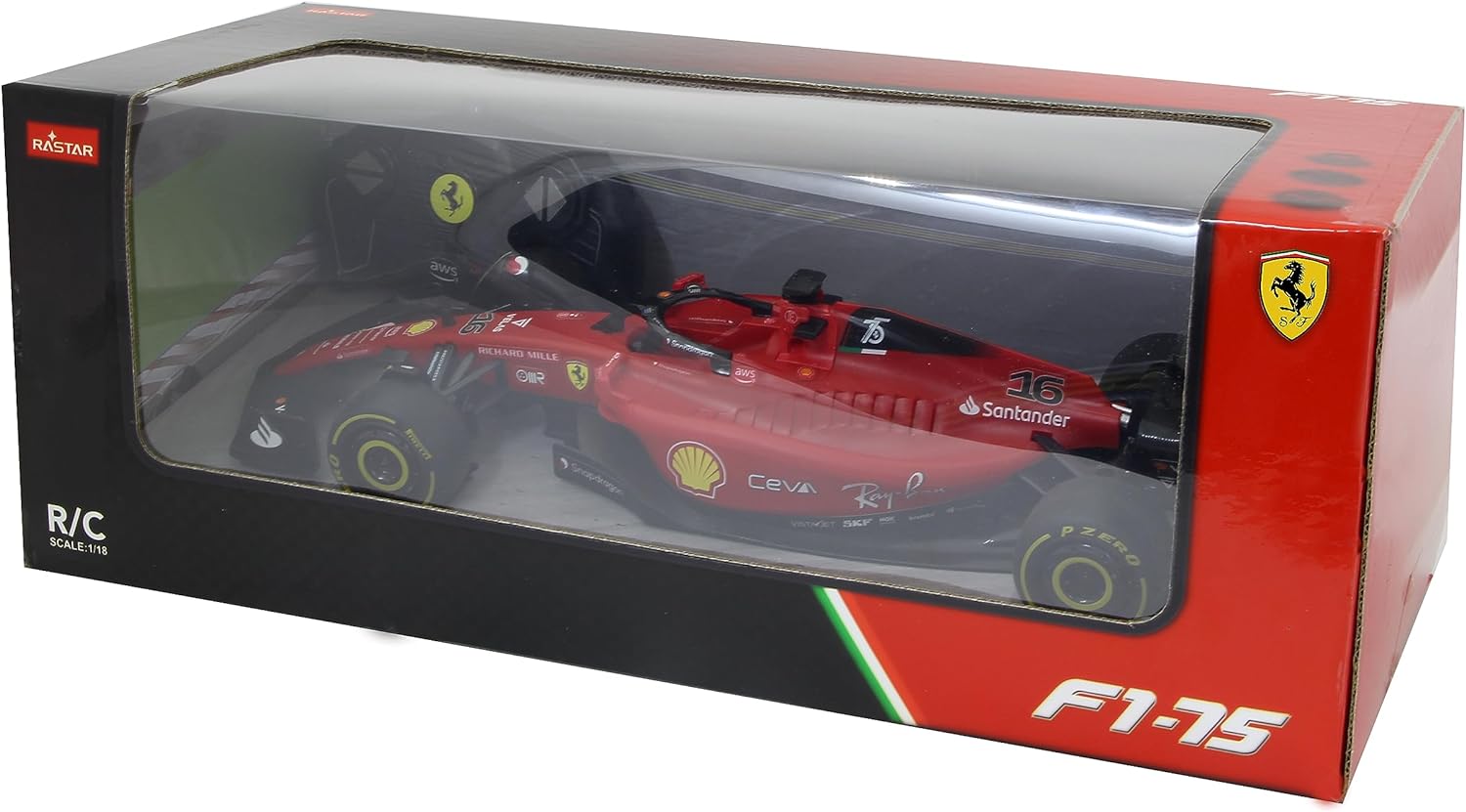 JAMARA 402110 Ferrari F1-75 1:18 2.4GHz for Multiplayer Operation, Officially Licensed, Faithful Painting, RC car Deluxe, red