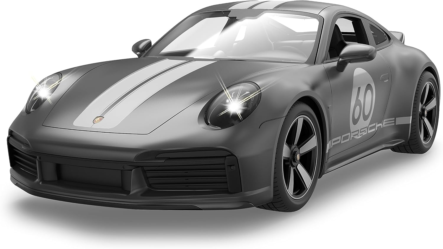 JAMARA 402162 Porsche 911 Sport Classic 1:16 2,4GHz -transparente Windschutzscheibe, LED Licht, RC-Auto Deluxe Cars, Gray