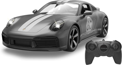 JAMARA 402162 Porsche 911 Sport Classic 1:16 2,4GHz -transparente Windschutzscheibe, LED Licht, RC-Auto Deluxe Cars, Gray