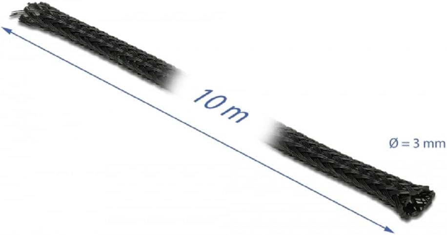 Delock Braided Hose Extendible 10 m x 3 mm Black