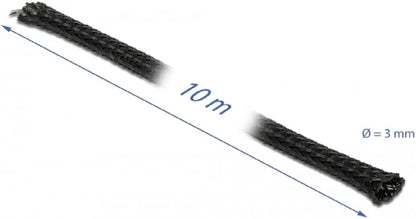 Delock Braided Hose Extendible 10 m x 3 mm Black