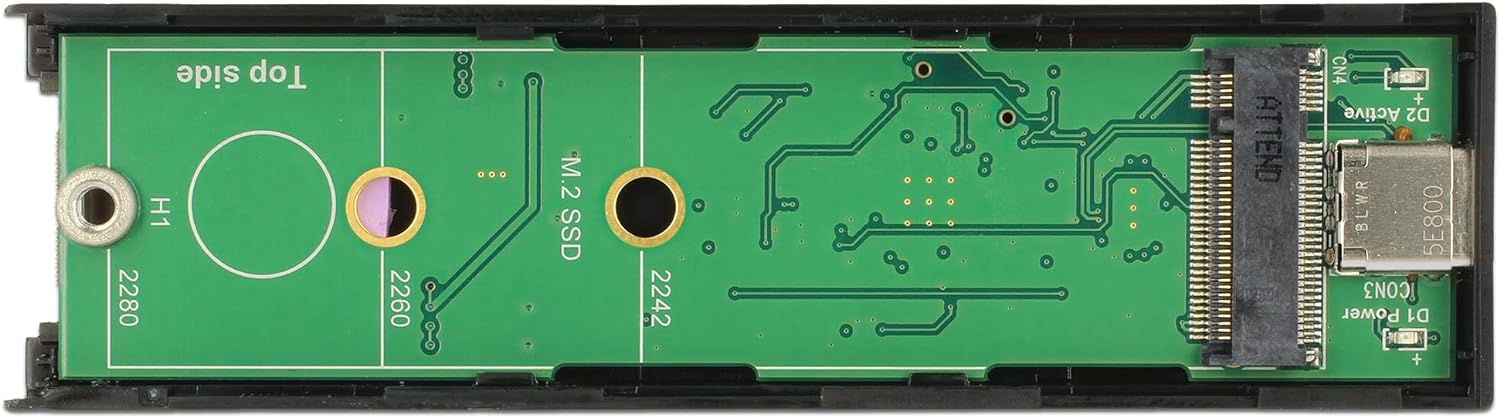 Delock Externes Gehäuse M.2 SSD 42/60/80 mm > SuperSpeed USB 10 Gbps (USB 3.1 Gen 2) USB Type-C Buchse werkzeugfrei