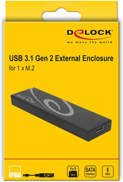 Delock Externes Gehäuse M.2 SSD 42/60/80 mm > SuperSpeed USB 10 Gbps (USB 3.1 Gen 2) USB Type-C Buchse werkzeugfrei