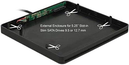 DeLOCK External enclosure 5.25 inch slot-in slim SATA 9.5/12.7 mm.