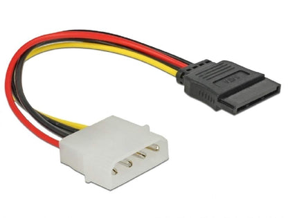 DeLock Stromadapter 4pin auf S-ATA 15pin 12cm Kabel Netzkabel intern 1 x 4 pol Stecker auf 1 x 15 pol/SATA Stecker 0.12 m